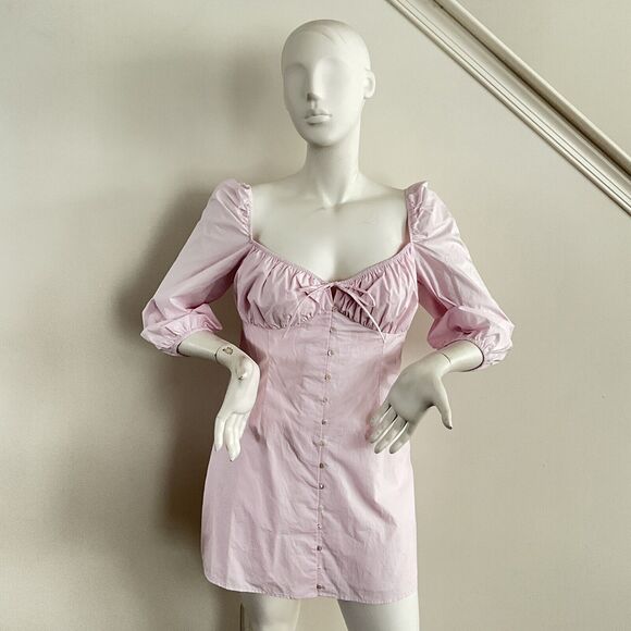 Revolve Privacy Please Maeve Dress Light Pink Puff Sleeve Mini XL - Picture 10 of 11